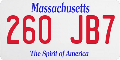 MA license plate 260JB7