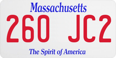 MA license plate 260JC2