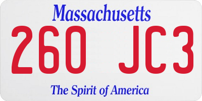 MA license plate 260JC3