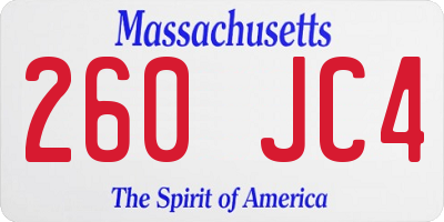 MA license plate 260JC4