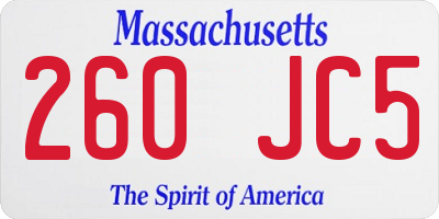 MA license plate 260JC5