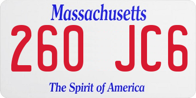 MA license plate 260JC6