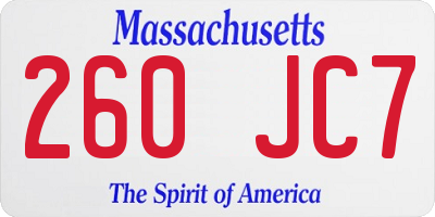 MA license plate 260JC7