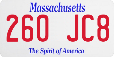 MA license plate 260JC8