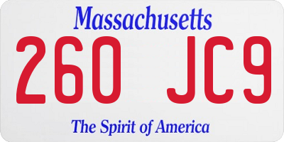 MA license plate 260JC9