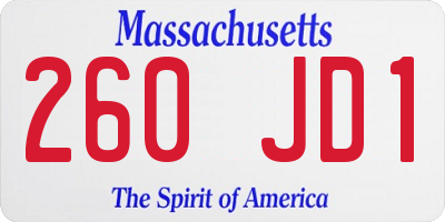 MA license plate 260JD1