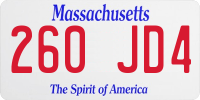 MA license plate 260JD4