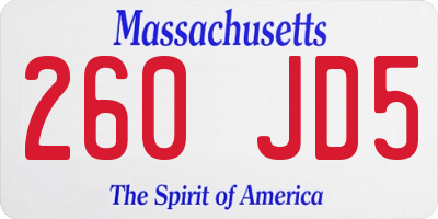 MA license plate 260JD5
