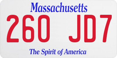 MA license plate 260JD7