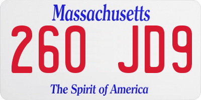 MA license plate 260JD9