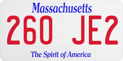 MA license plate 260JE2