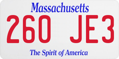 MA license plate 260JE3