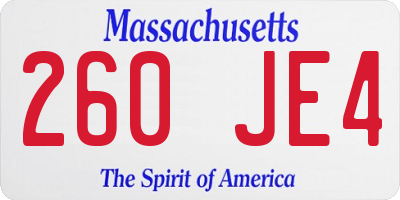 MA license plate 260JE4