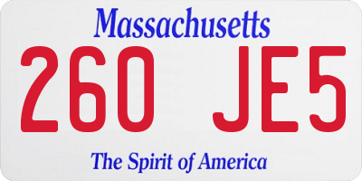 MA license plate 260JE5