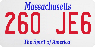 MA license plate 260JE6
