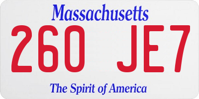 MA license plate 260JE7