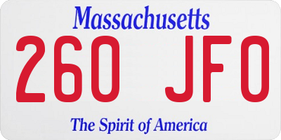 MA license plate 260JF0