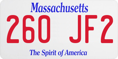 MA license plate 260JF2