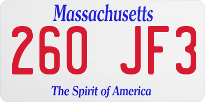 MA license plate 260JF3