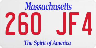 MA license plate 260JF4