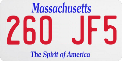 MA license plate 260JF5