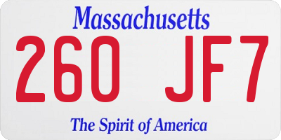 MA license plate 260JF7