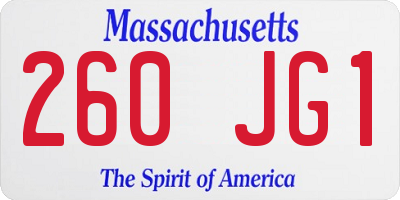 MA license plate 260JG1