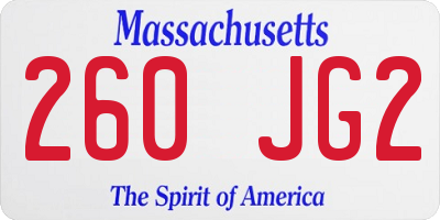 MA license plate 260JG2