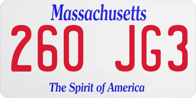 MA license plate 260JG3