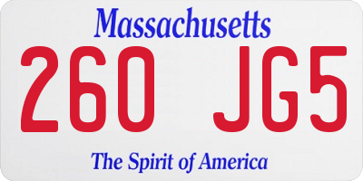 MA license plate 260JG5