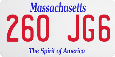 MA license plate 260JG6