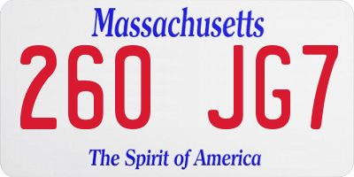 MA license plate 260JG7