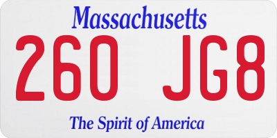 MA license plate 260JG8