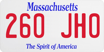MA license plate 260JH0
