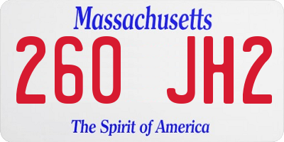 MA license plate 260JH2