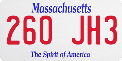 MA license plate 260JH3