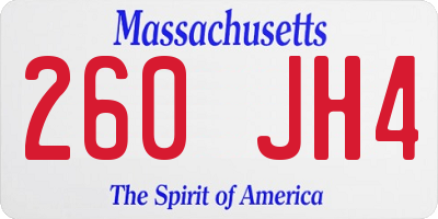 MA license plate 260JH4