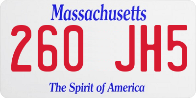 MA license plate 260JH5