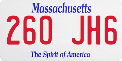 MA license plate 260JH6
