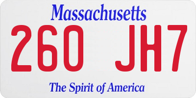 MA license plate 260JH7