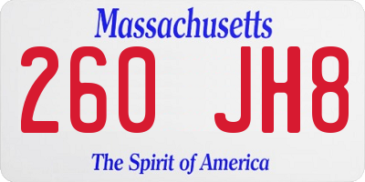 MA license plate 260JH8