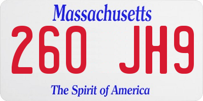 MA license plate 260JH9