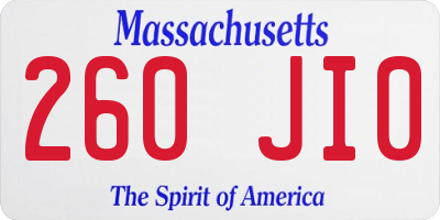 MA license plate 260JI0