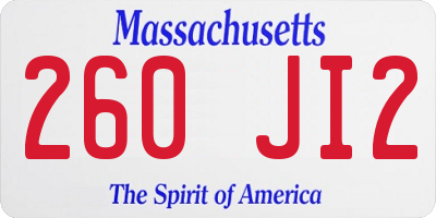 MA license plate 260JI2