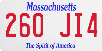 MA license plate 260JI4