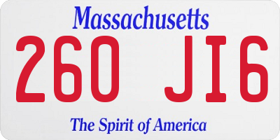 MA license plate 260JI6