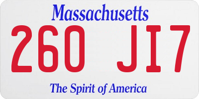 MA license plate 260JI7