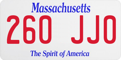 MA license plate 260JJ0