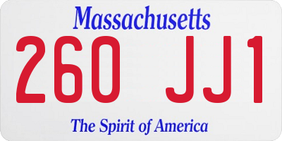 MA license plate 260JJ1