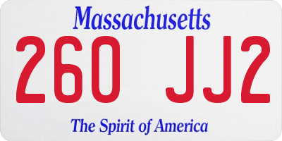 MA license plate 260JJ2